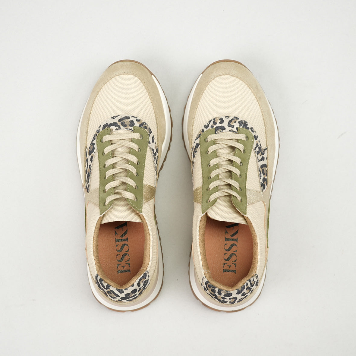 Cinda Beige & Leopard Trainer by Esska