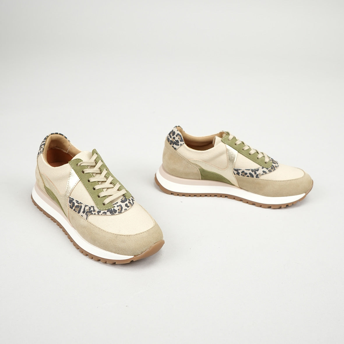 Cinda Beige & Leopard Trainer by Esska