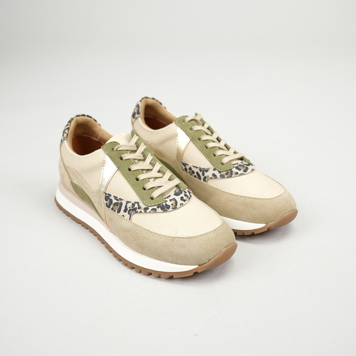 Cinda Beige & Leopard Trainer by Esska