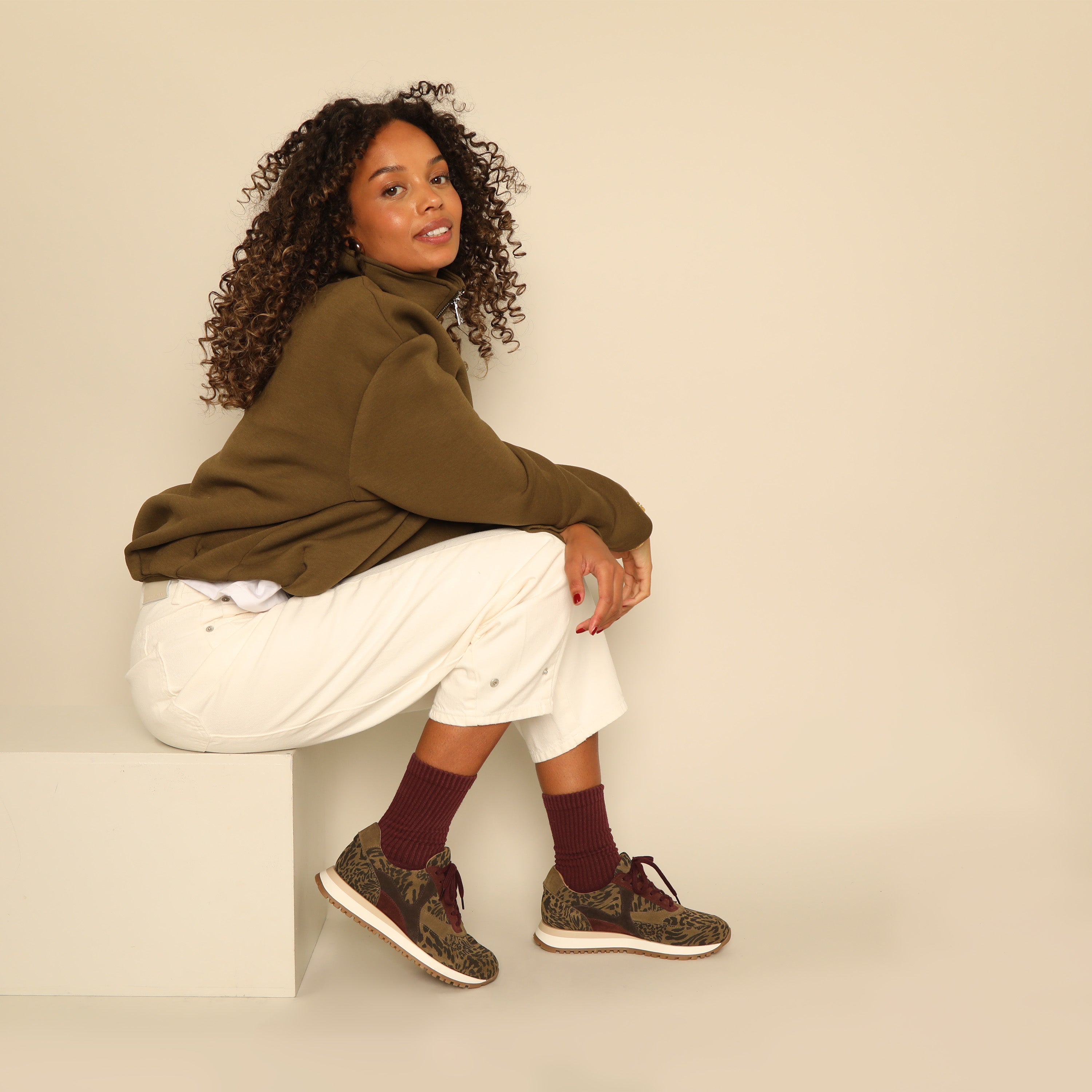 Cinda Khaki Leopard Trainer by Esska