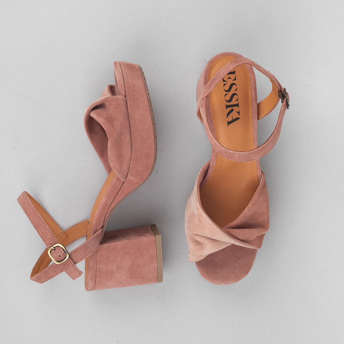 Claire Dusty Pink Mid Sandal by Esska