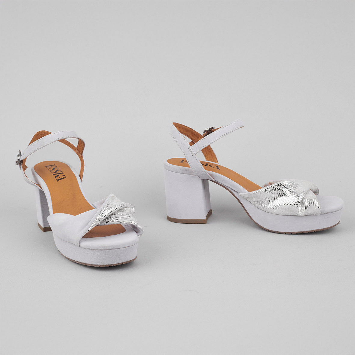 Claire Light Grey Mid Sandal by Esska