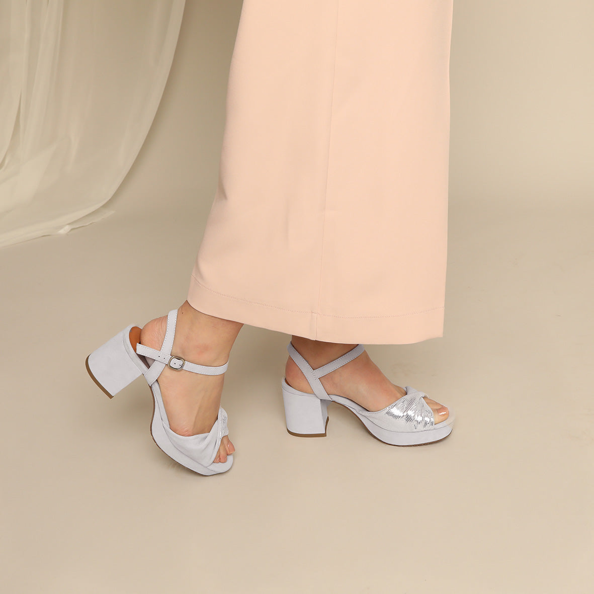 Claire Light Grey Mid Sandal by Esska