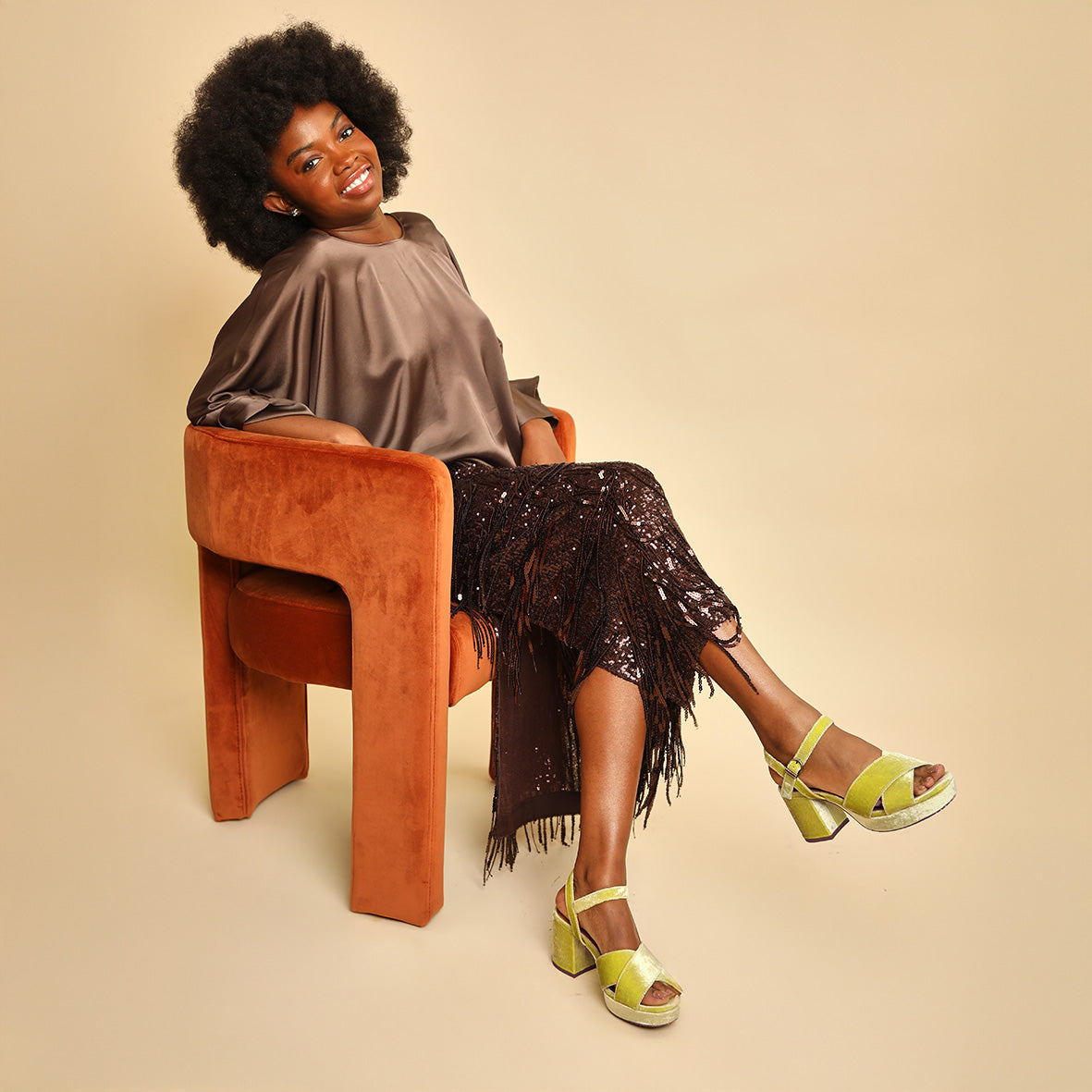 Clara Velvet Lime Mid Sandal by Esska Shoes Ltd