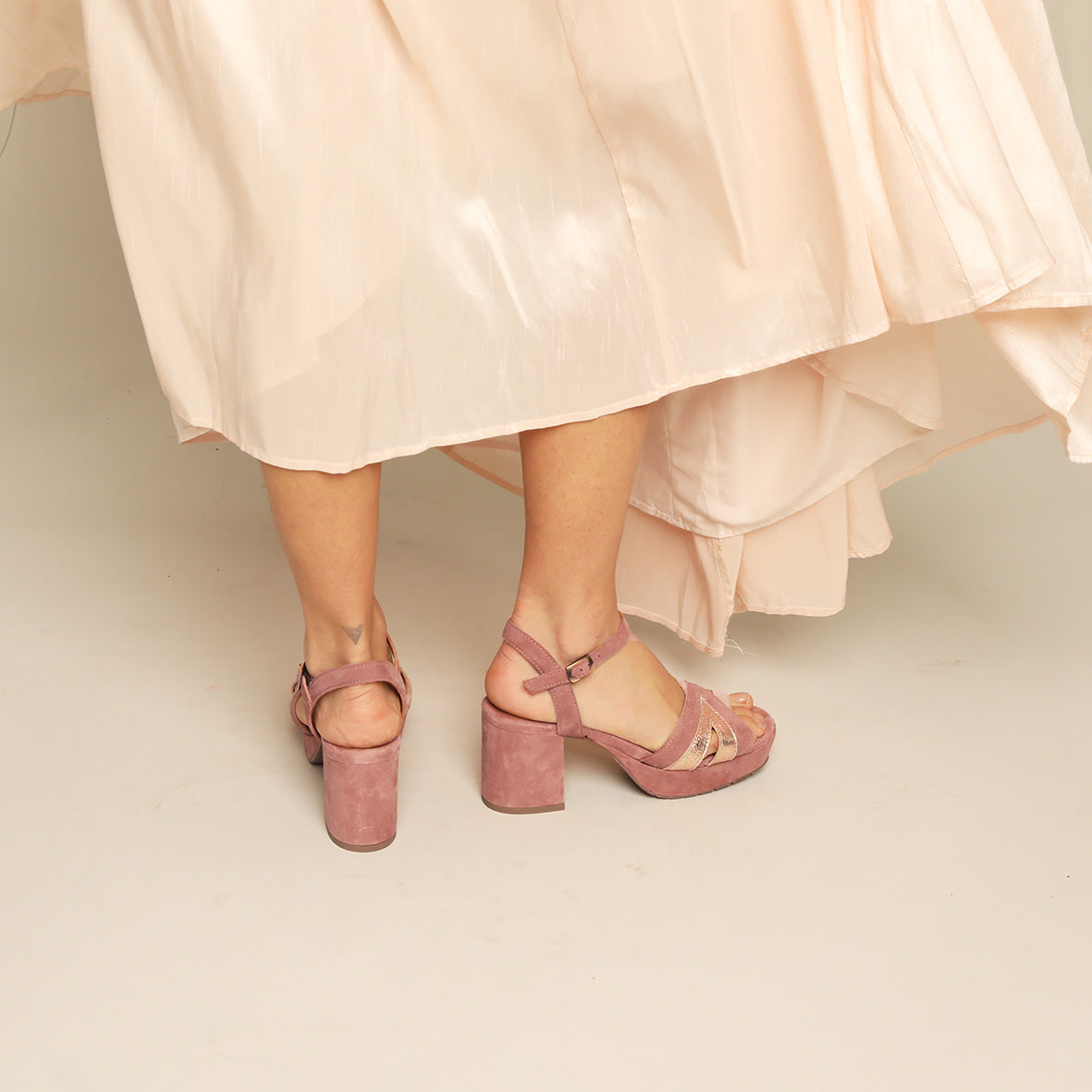 Cleo Dusty Pink Mid Sandal by Esska