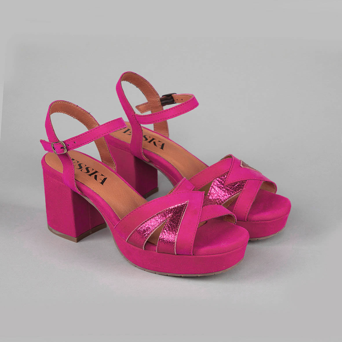 Cleo Fuchsia Mid Sandal by Esska