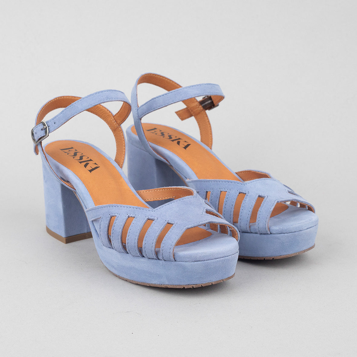 Cristi Blue Mid Sandal by Esska