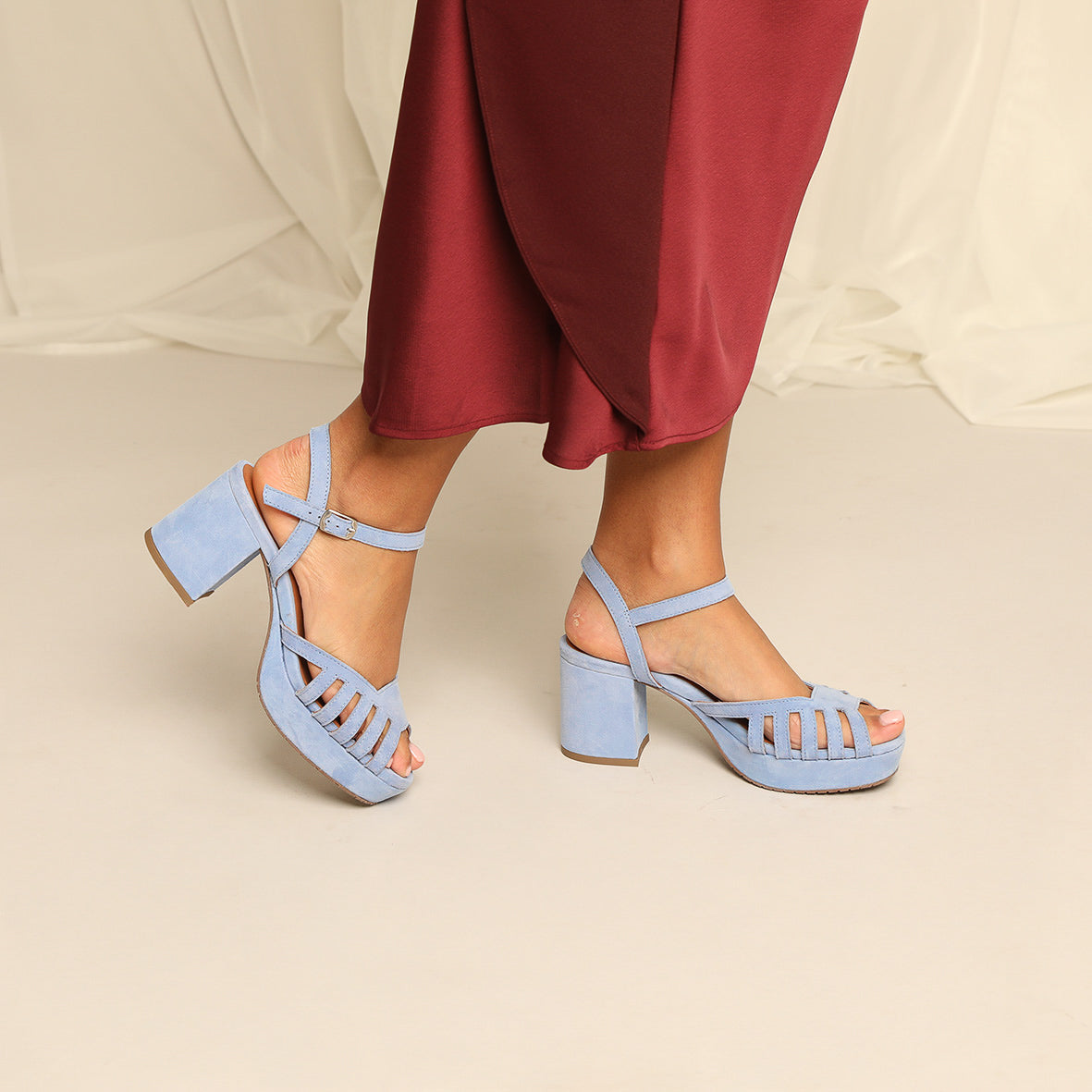 Cristi Blue Mid Sandal by Esska