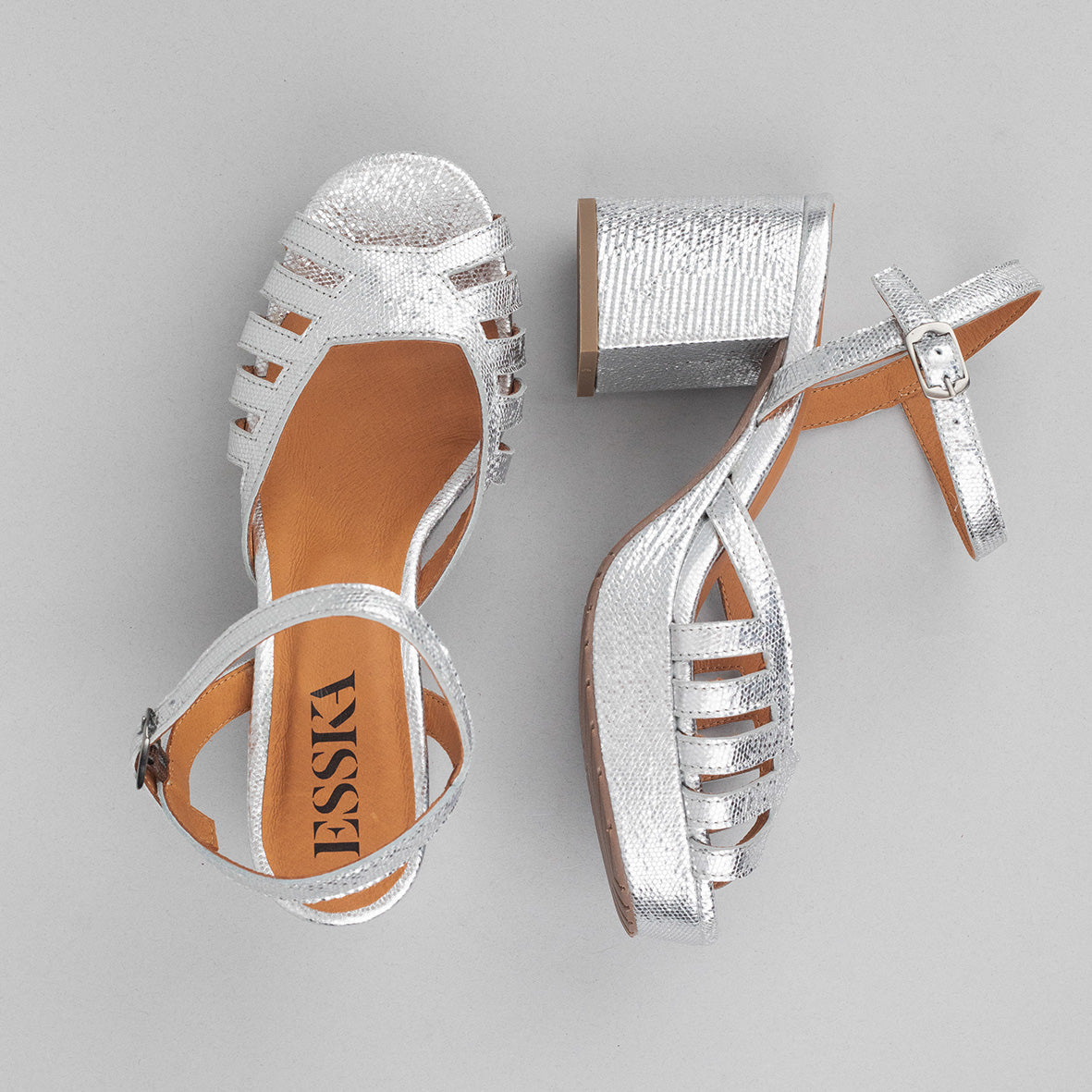 Cristi Silver Mid Sandal by Esska