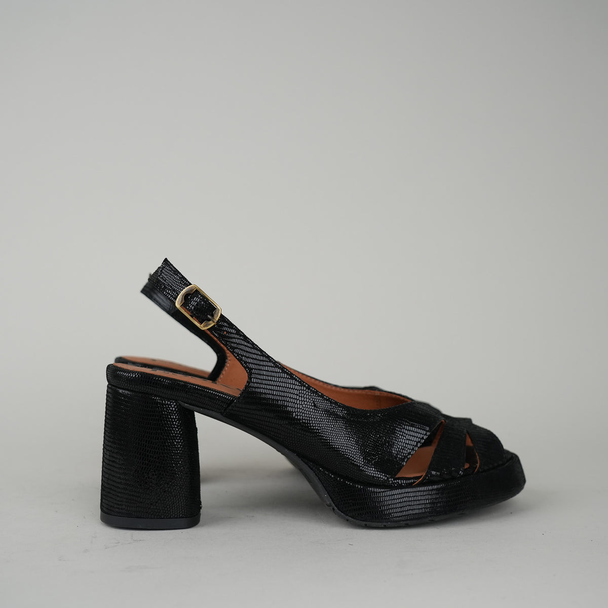 Sample - Angela Metallic Black - Size 37 UK4 Mid Sandal by Esska