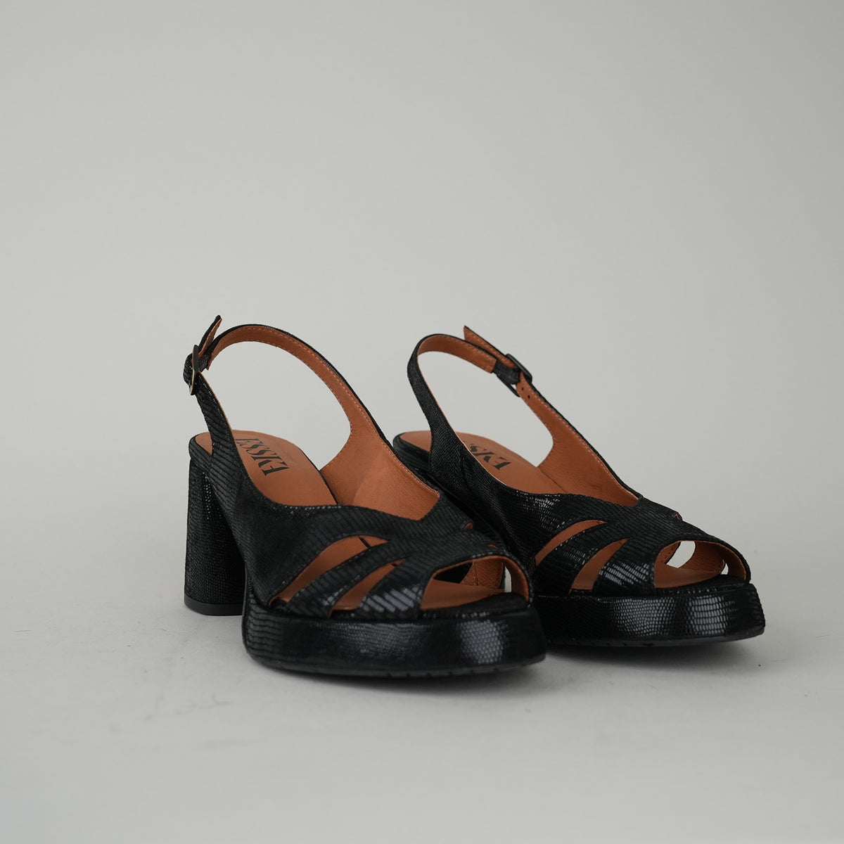 Sample - Angela Metallic Black - Size 37 UK4 Mid Sandal by Esska