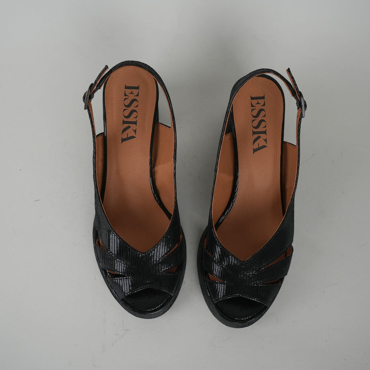 Sample - Angela Metallic Black - Size 37 UK4 Mid Sandal by Esska