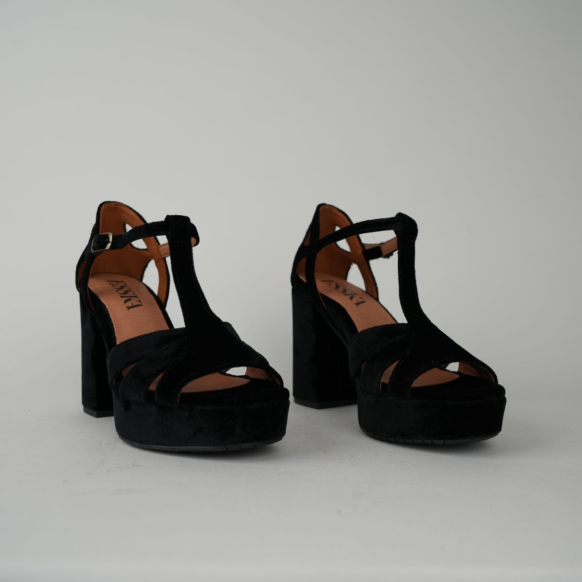 Sample - Victoria Velvet Black - Size 37 UK4 High Sandal by Esska