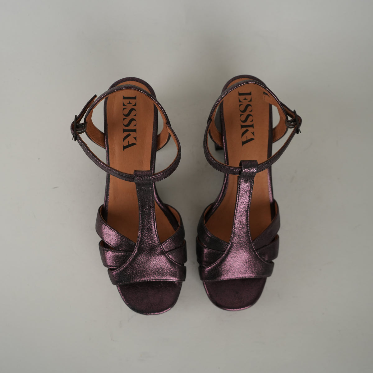Sample - Charlie Narrow Metallic Purple - Size 37 UK4 Mid Sandal by Esska