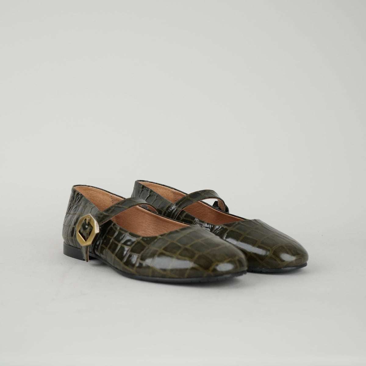 Sample - Yochee Khaki Patent Croc - Size 37 (UK4)