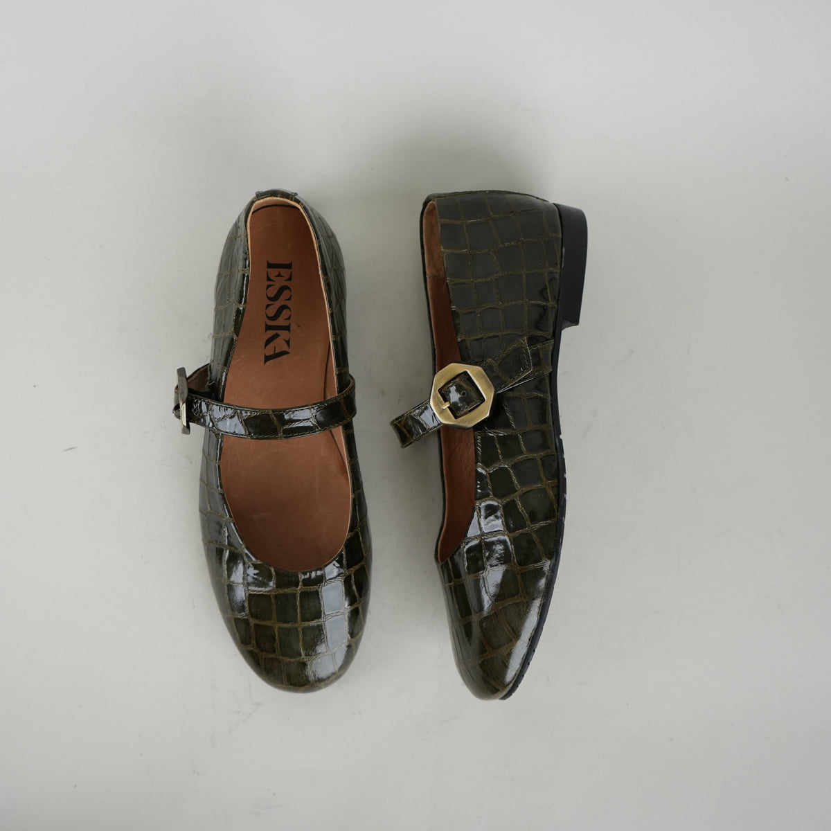 Sample - Yochee Khaki Patent Croc - Size 37 (UK4)