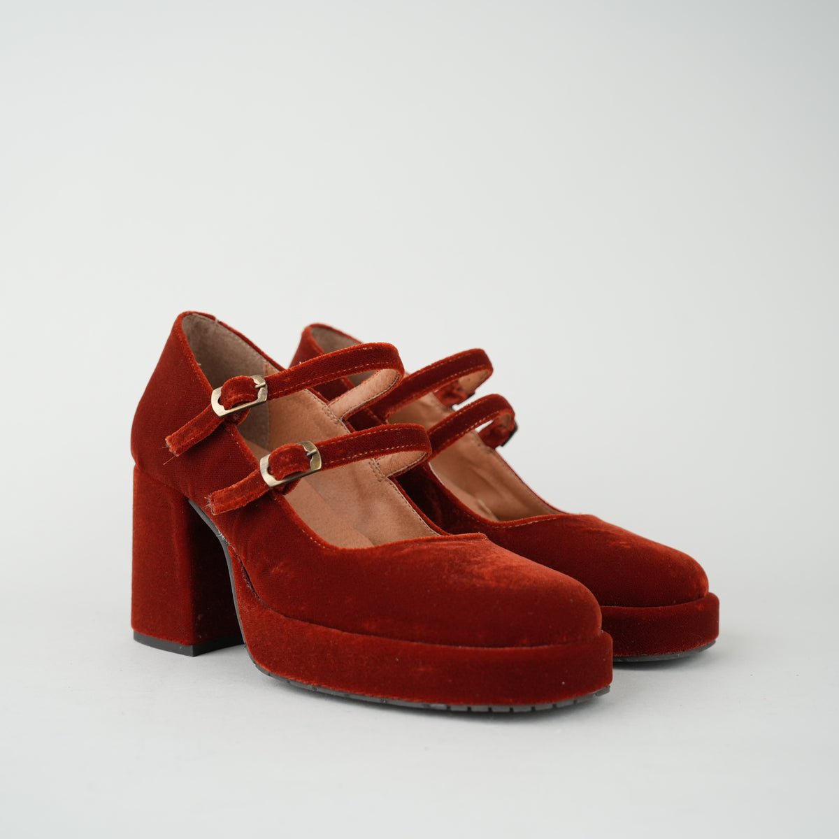 Sample - Sienna Velvet Burnt Orange - Size 37 UK4 Mid Shoe by Esska
