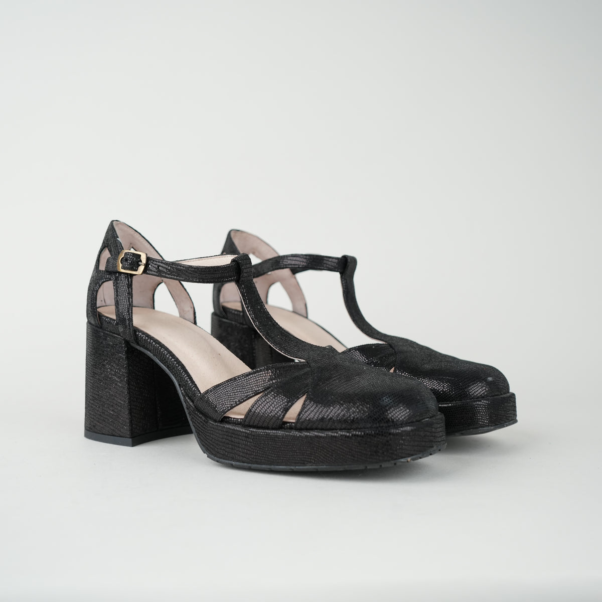 Second - Chaza NARROW Metallic Black - Size 38 UK5 Mid Shoe by Esska