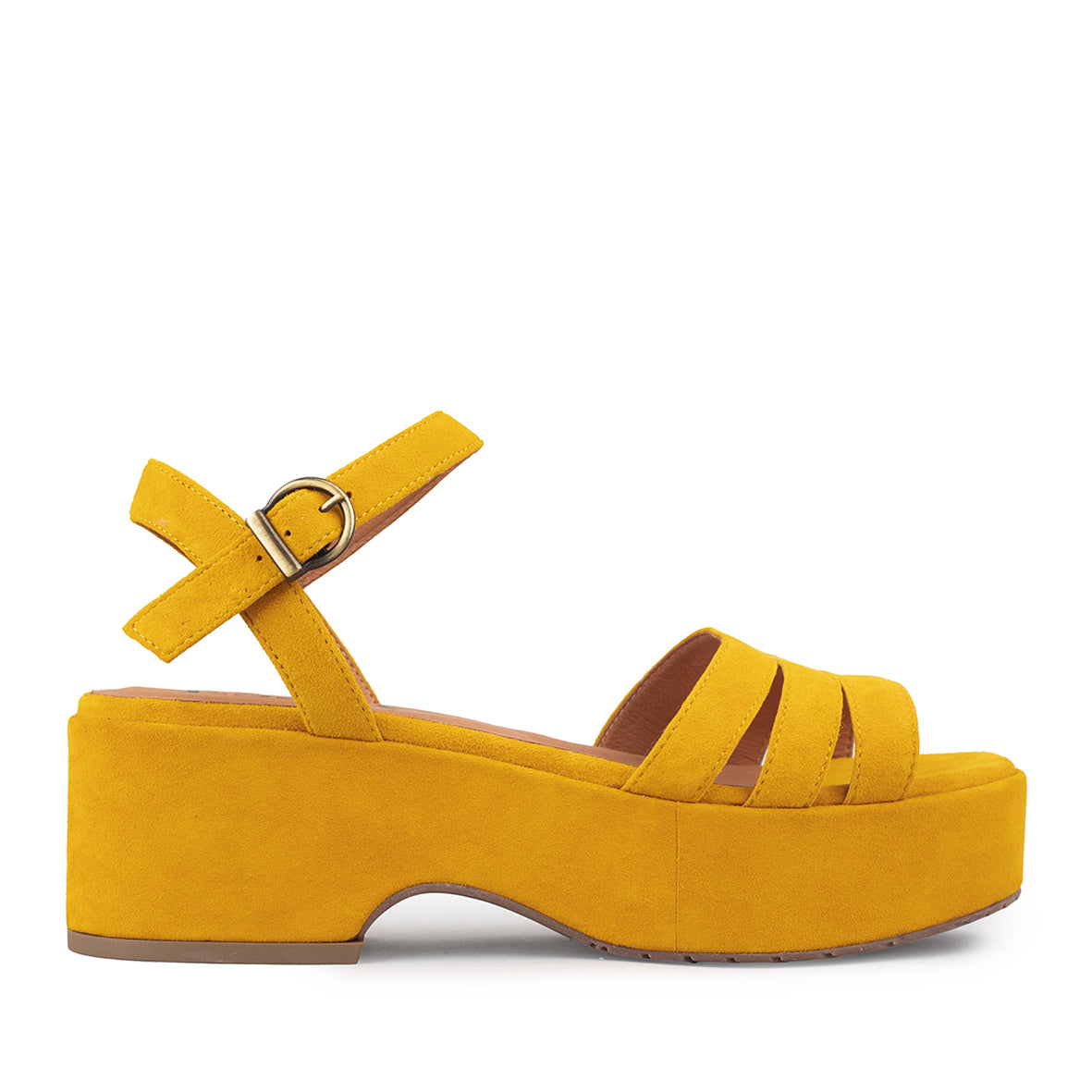 Ellie Mustard Flat Sandal by Esska