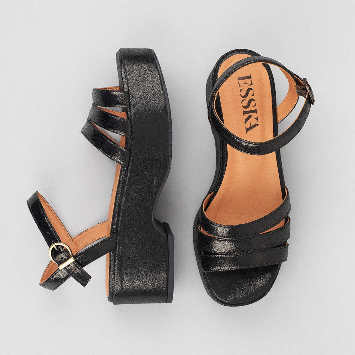 Ellie Vegan Black Flat Sandal by Esska