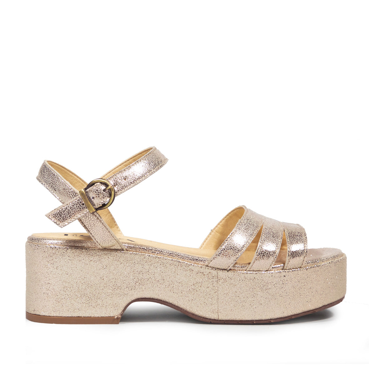 Ellie Vegan Platinum Flat Sandal by Esska