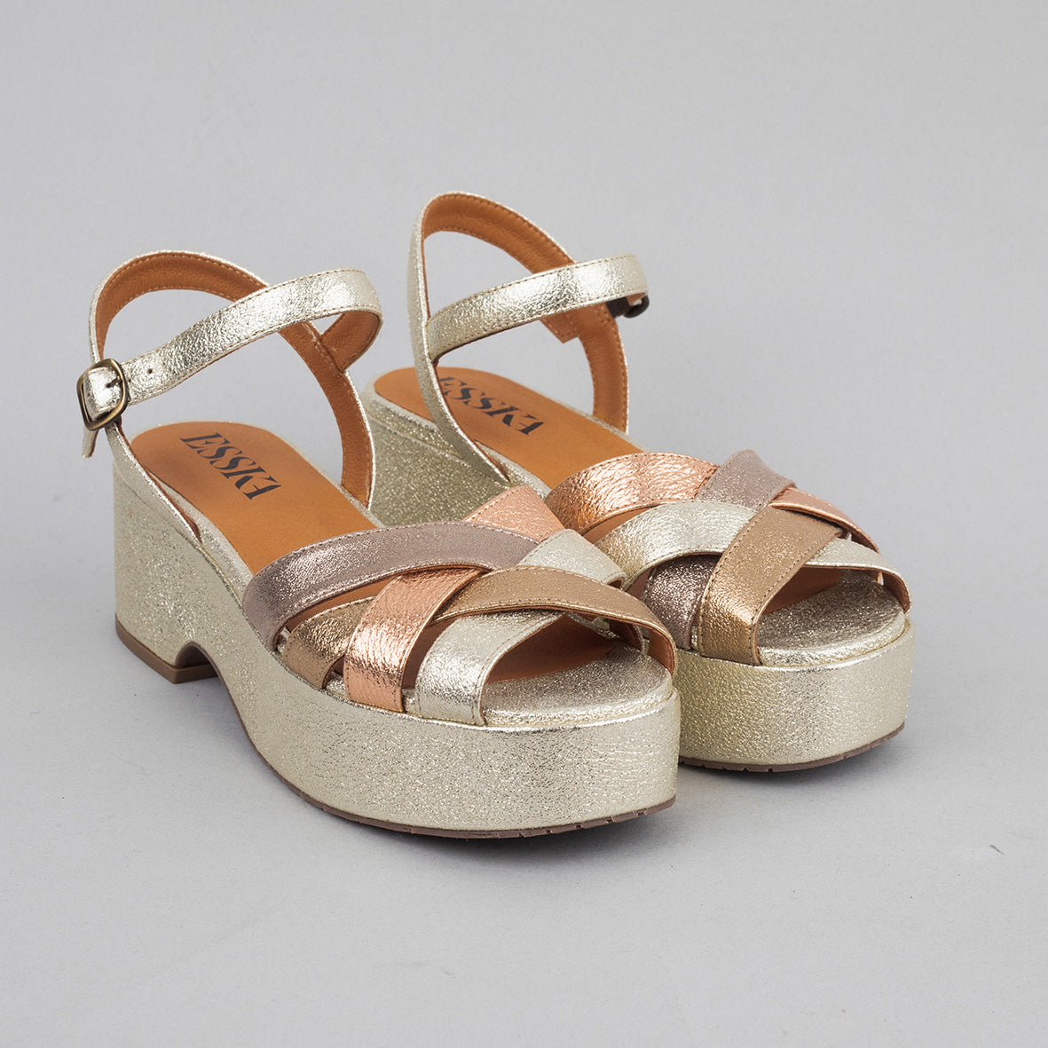 Elsa Metallic Multi Flat Sandal by Esska