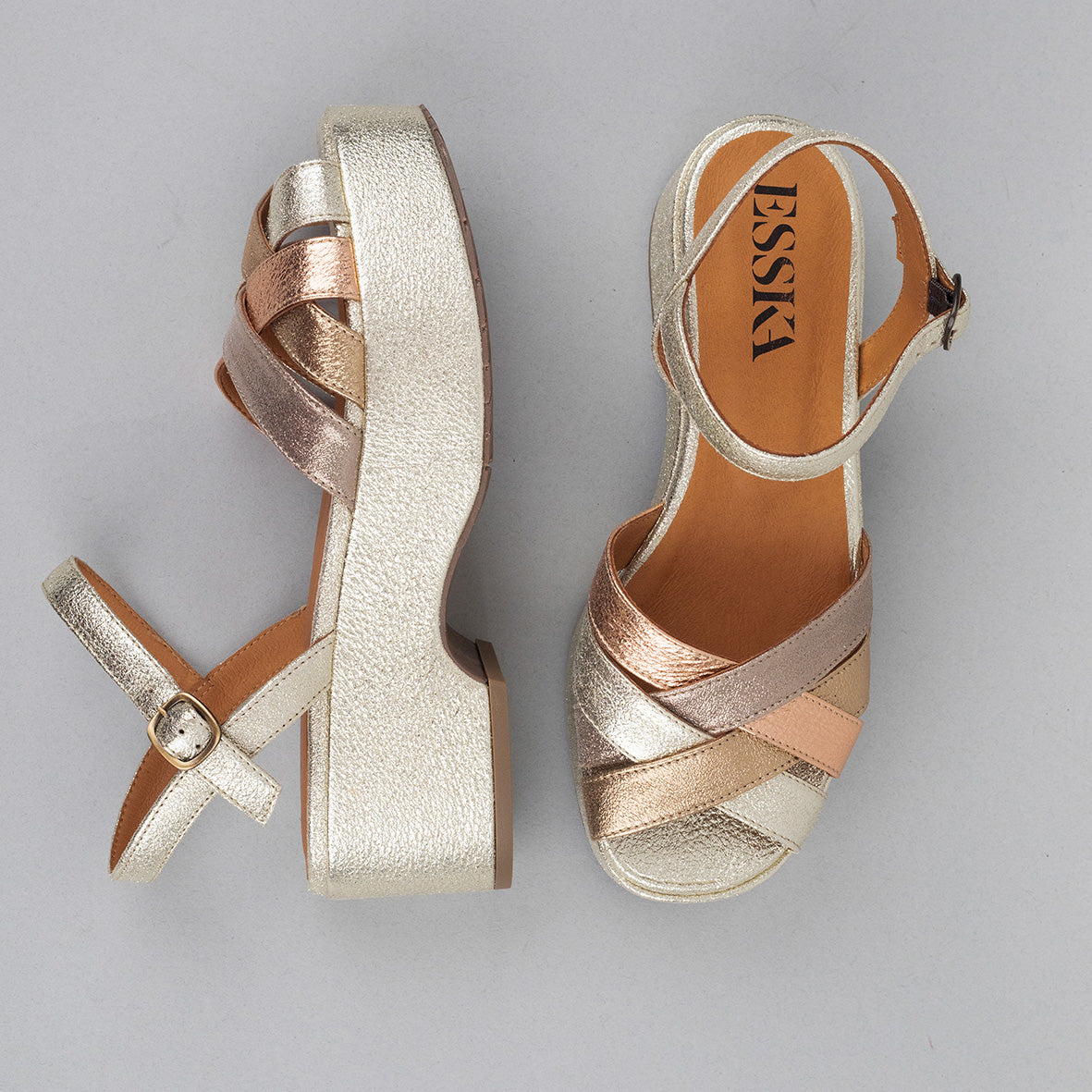 Elsa Metallic Multi Flat Sandal by Esska