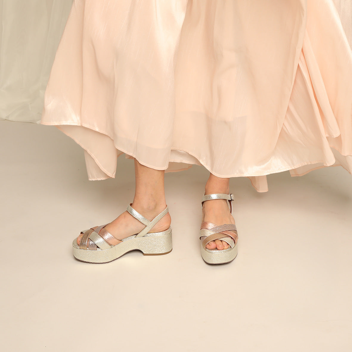 Elsa Metallic Multi Flat Sandal by Esska