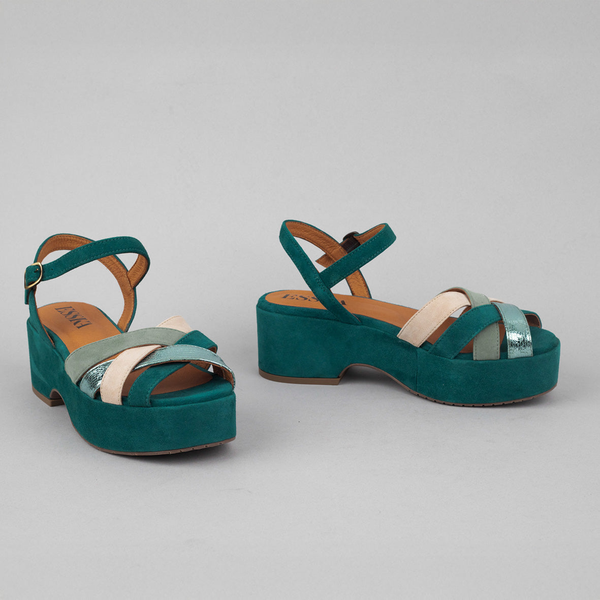 Elsa Teal Flat Sandal by Esska