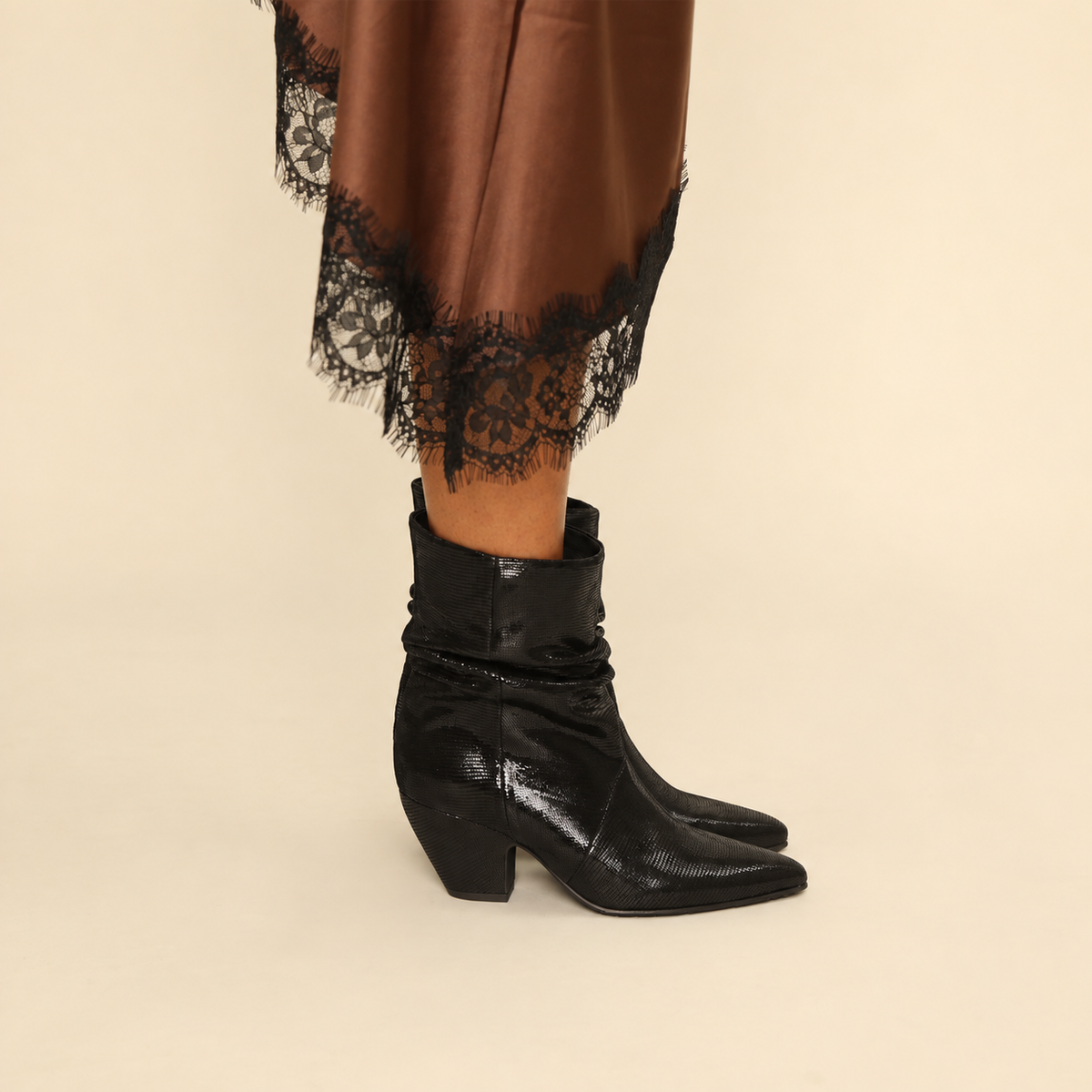 Ember Metallic Black Mid Boot by Esska
