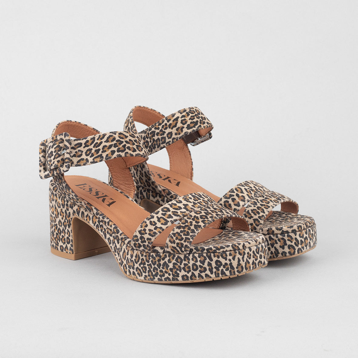 Flora Leopard Mid Sandal by Esska