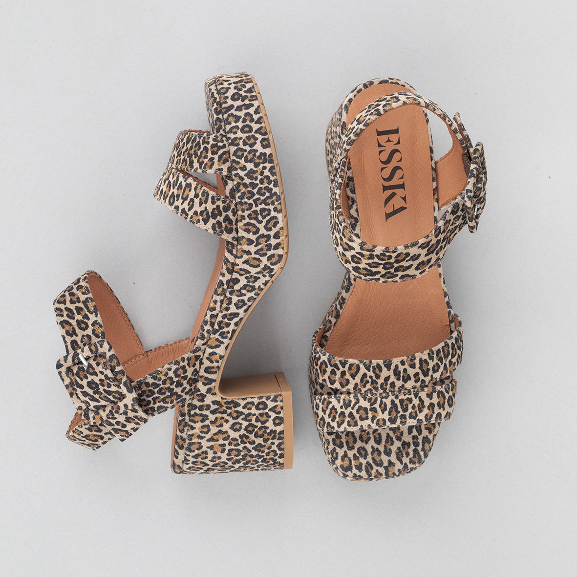 Flora Leopard Mid Sandal by Esska