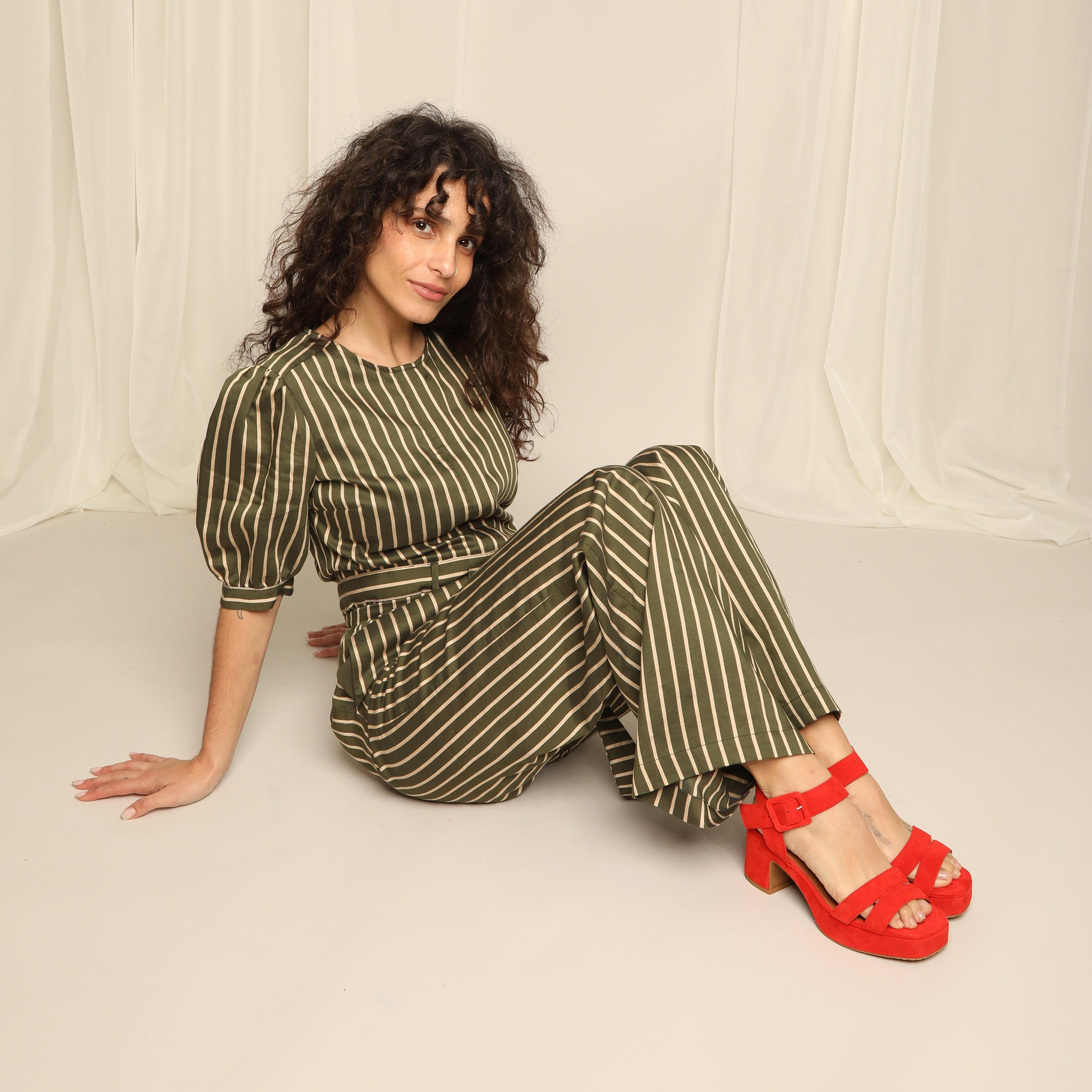 Flora Red Mid Sandal by Esska