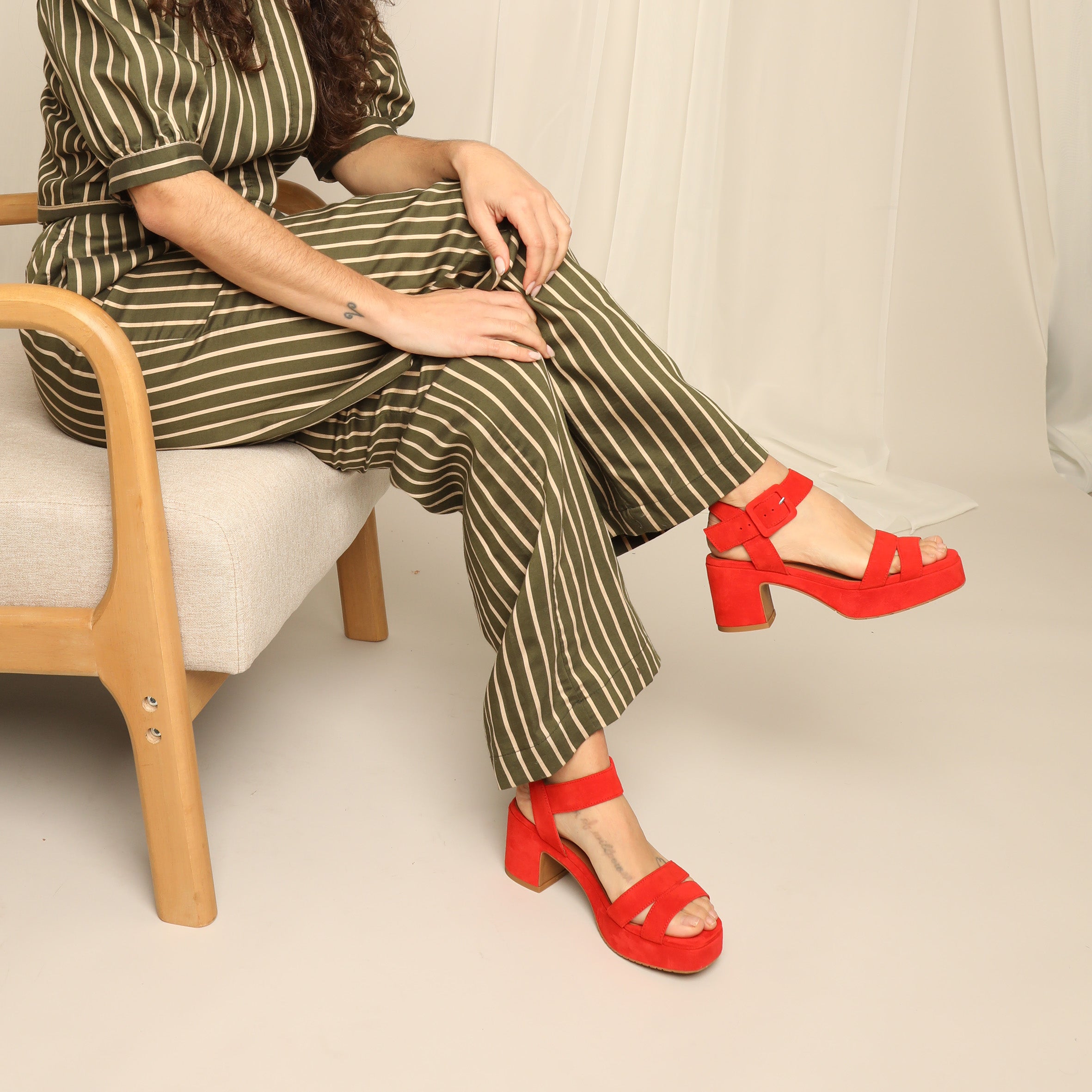 Flora Red Mid Sandal by Esska