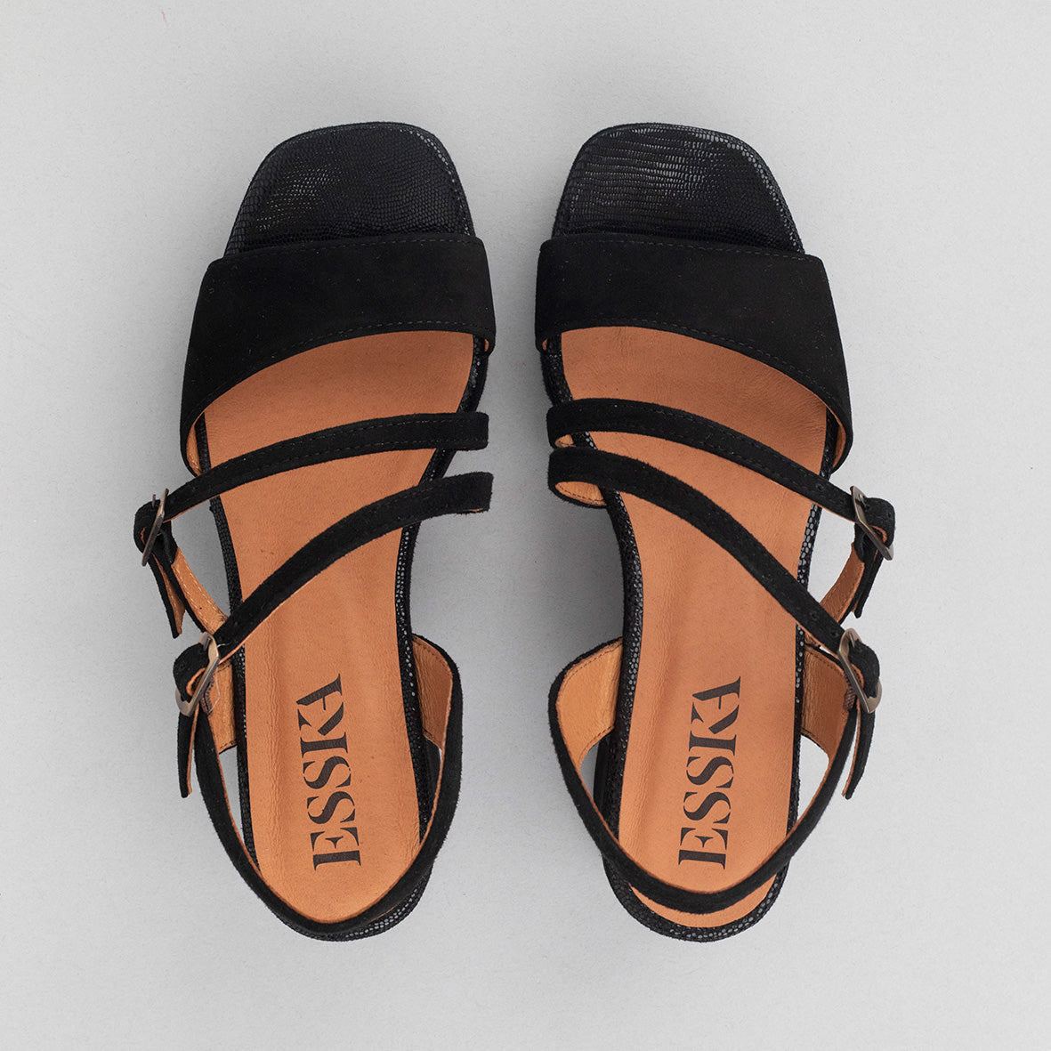 Frankie Black Mid Sandal by Esska