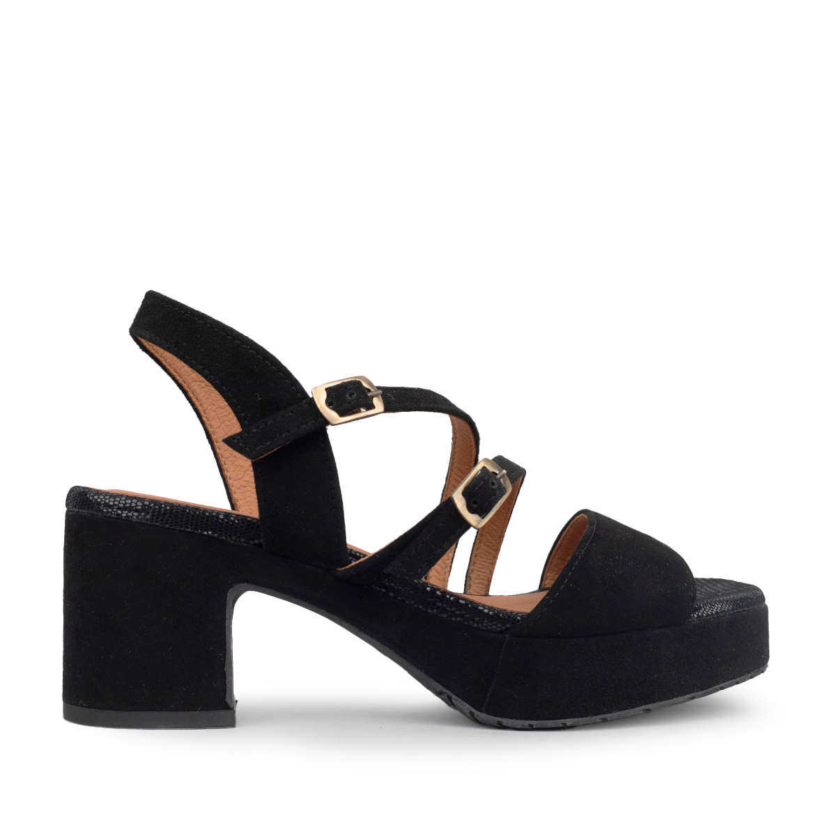 Frankie Black Mid Sandal by Esska