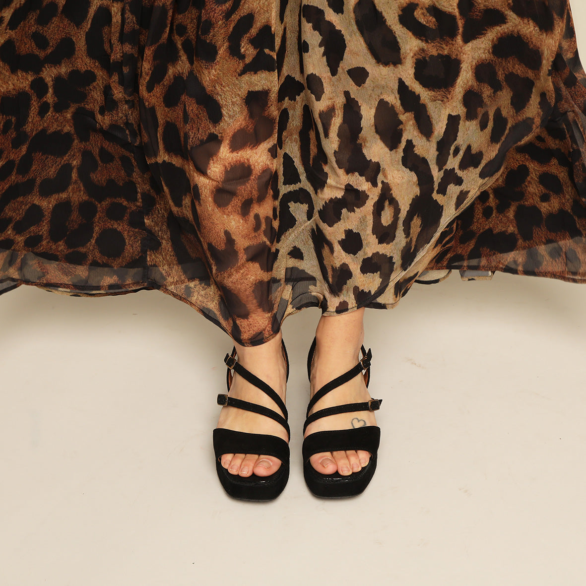 Frankie Black Mid Sandal by Esska