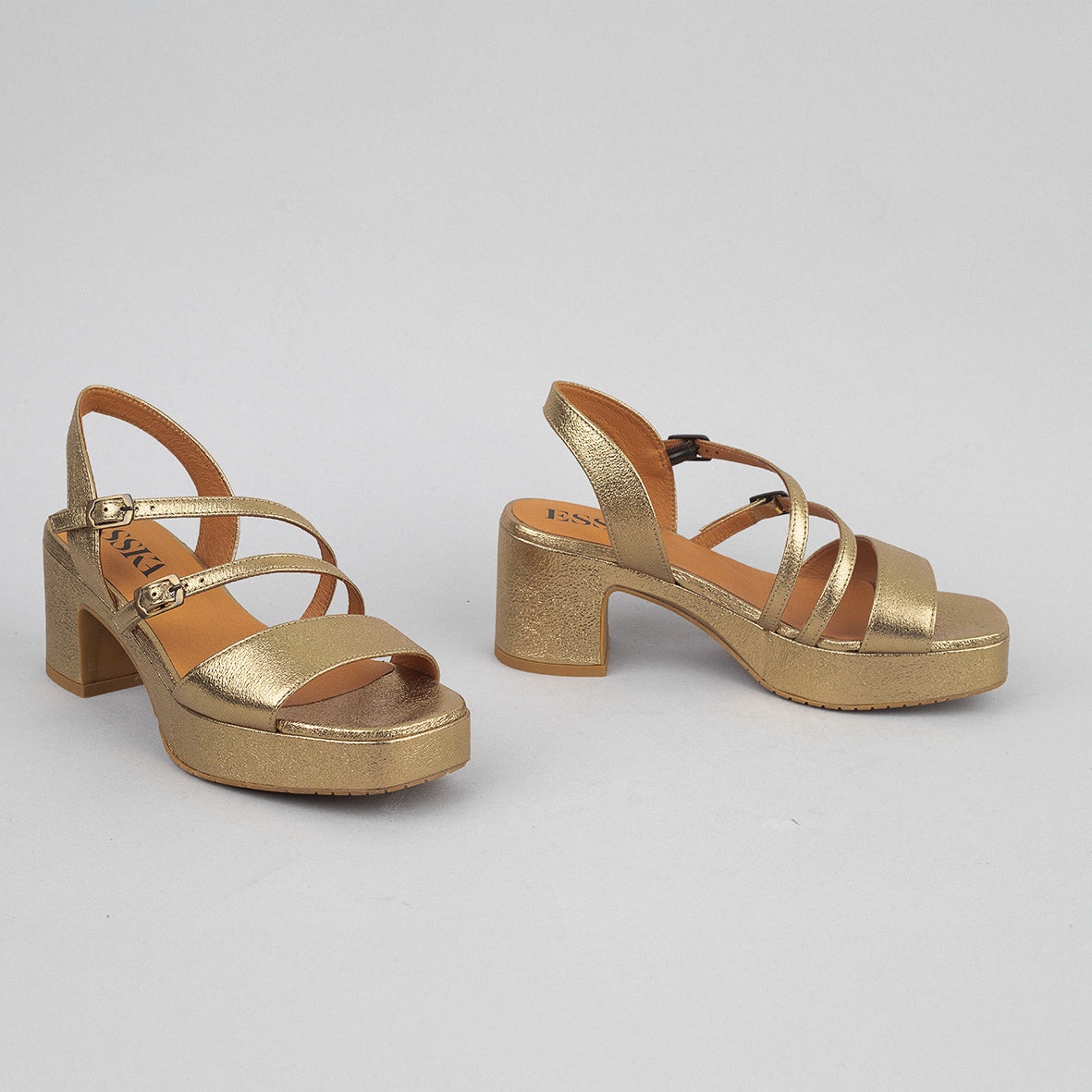 Frankie Gold Dust Mid Sandal by Esska