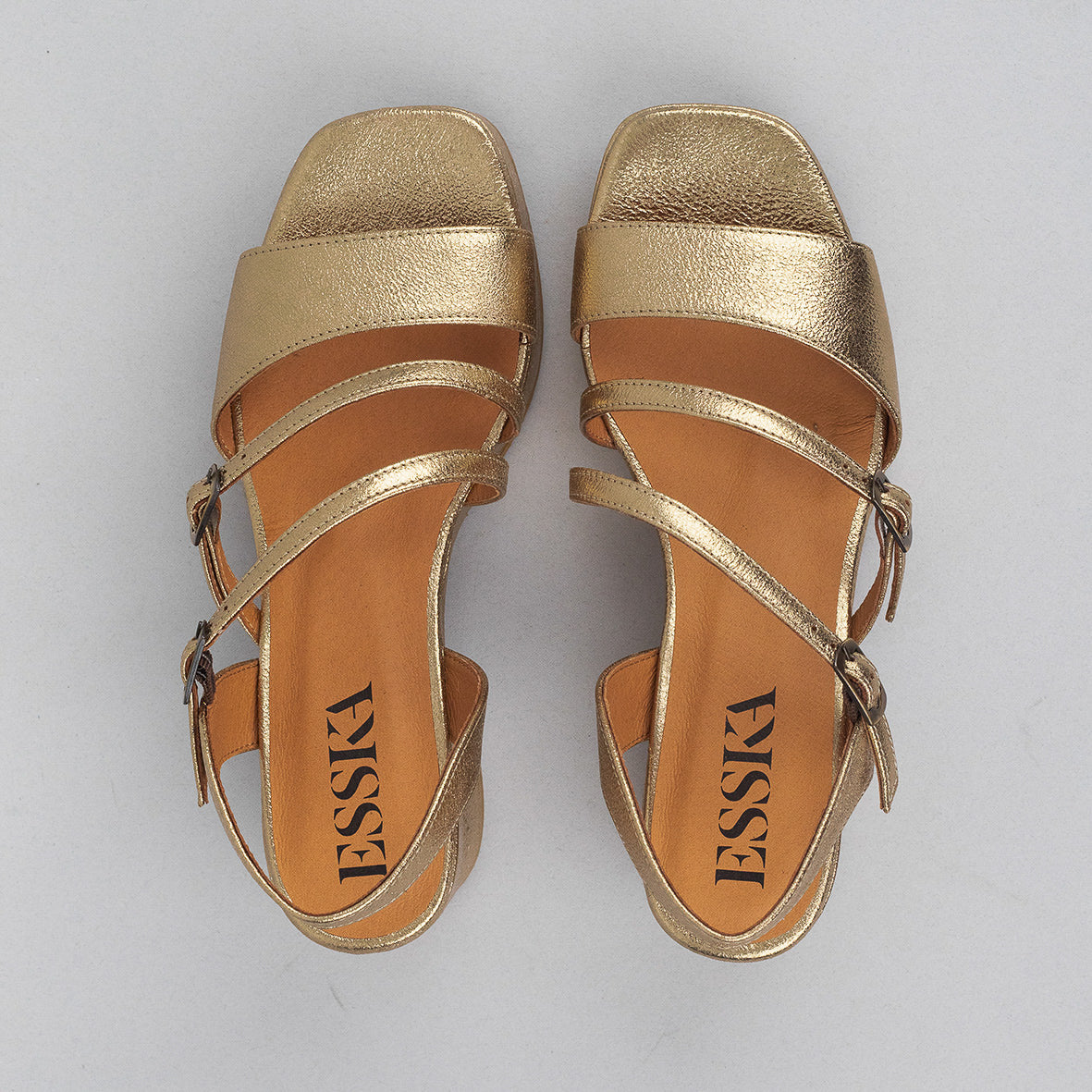 Frankie Gold Dust Mid Sandal by Esska