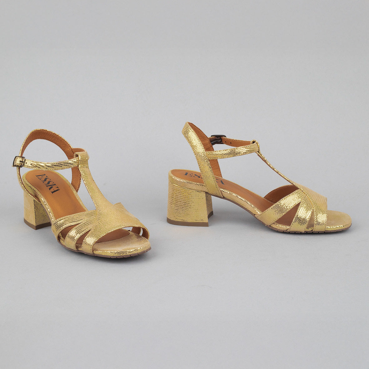 Gabby WIDE Gold Low Sandal by Esska