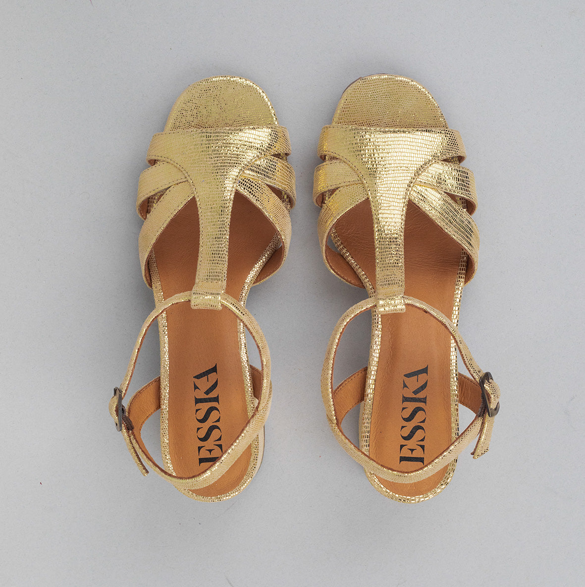 Gabby WIDE Gold Low Sandal by Esska