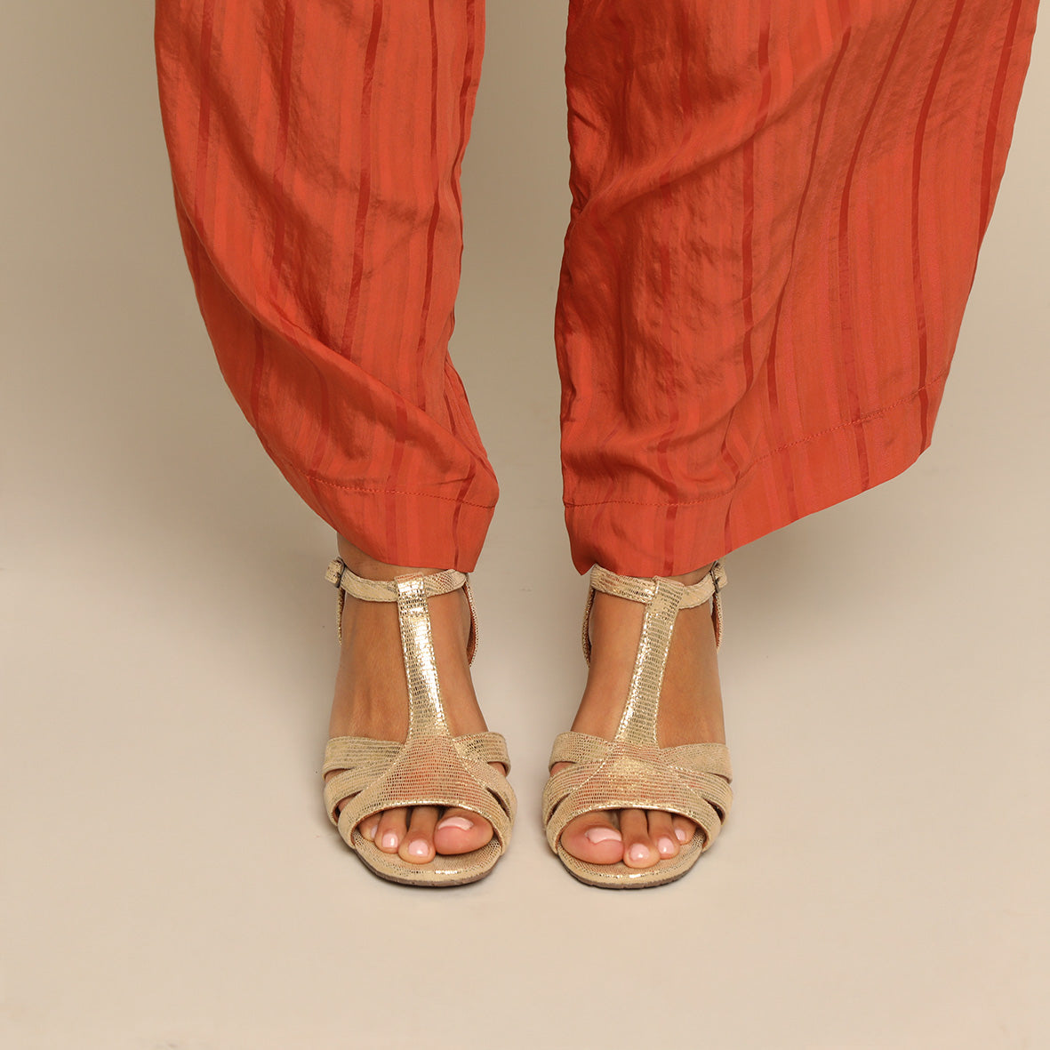 Gabby WIDE Gold Low Sandal by Esska