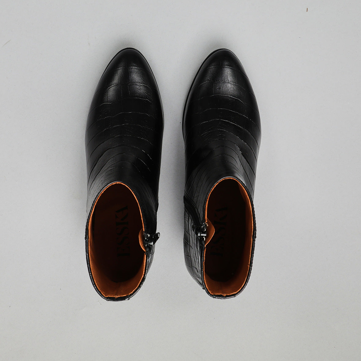 Gabrielle Croc Black Low Boot by Esska Shoes Ltd