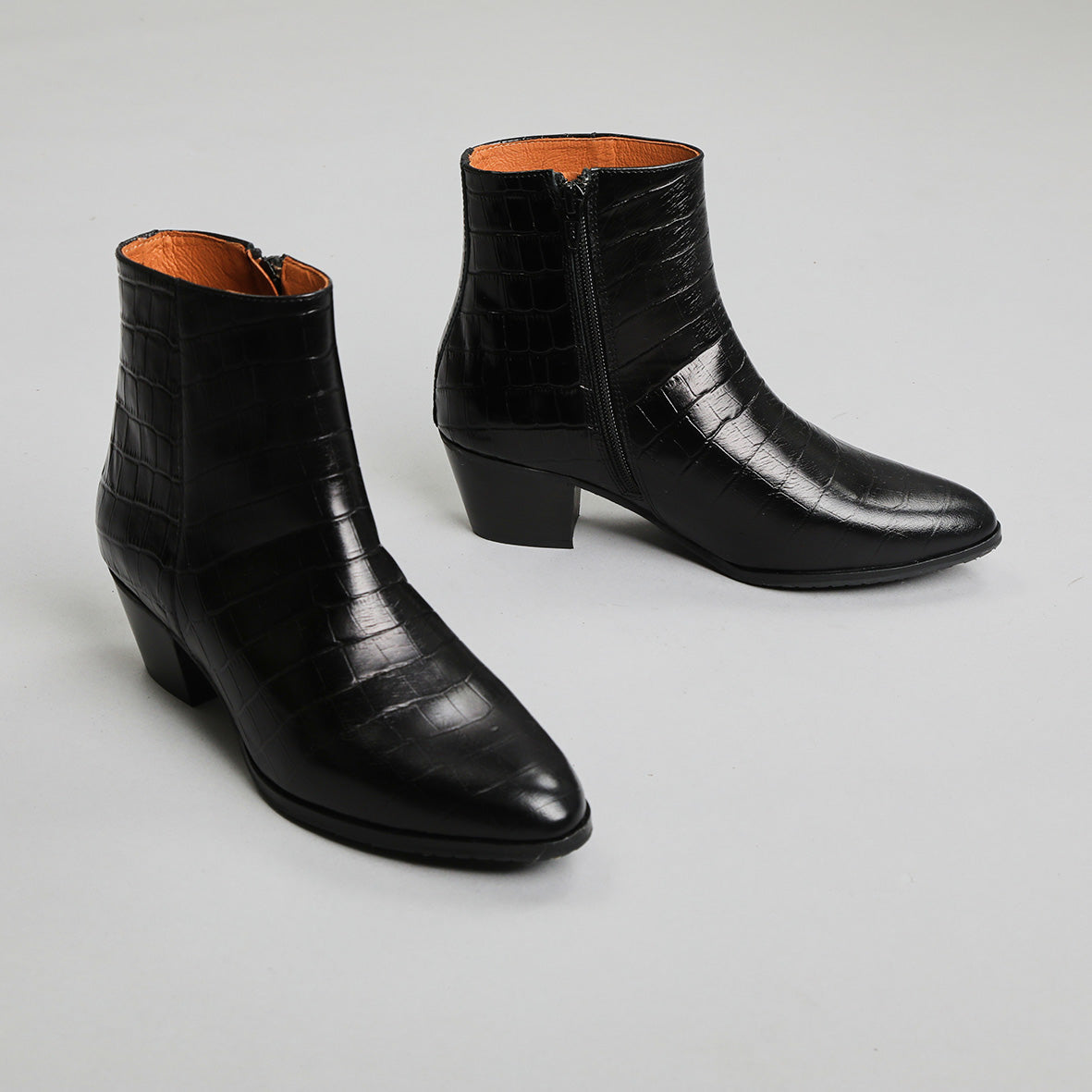 Gabrielle Croc Black Low Boot by Esska Shoes Ltd