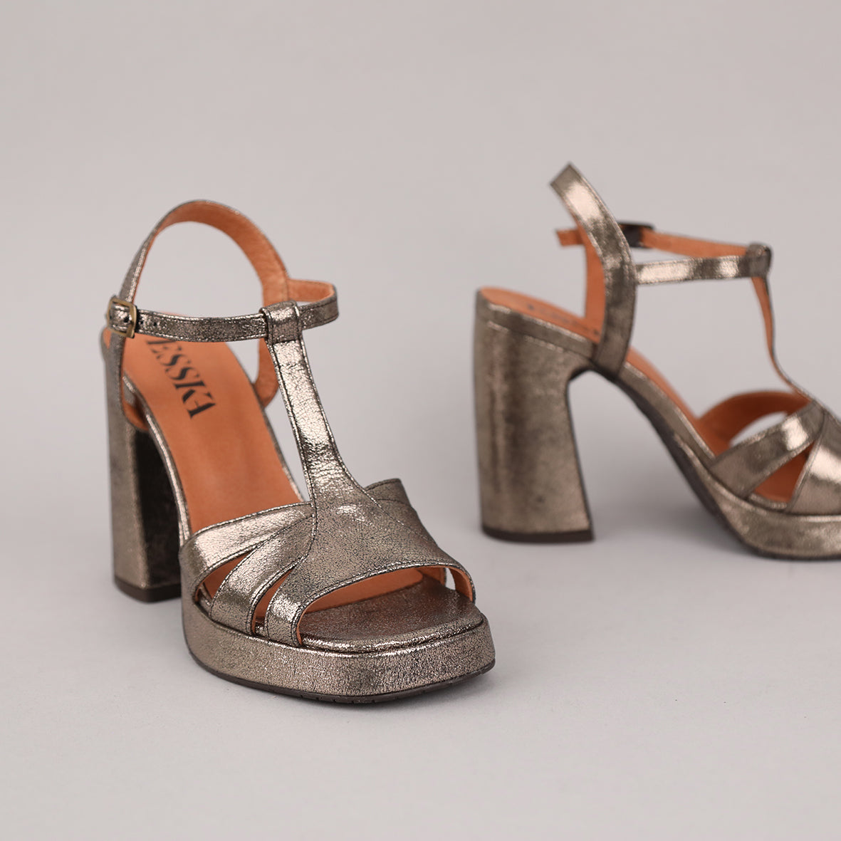 Gaia Metallic Iron High Sandal by Esska