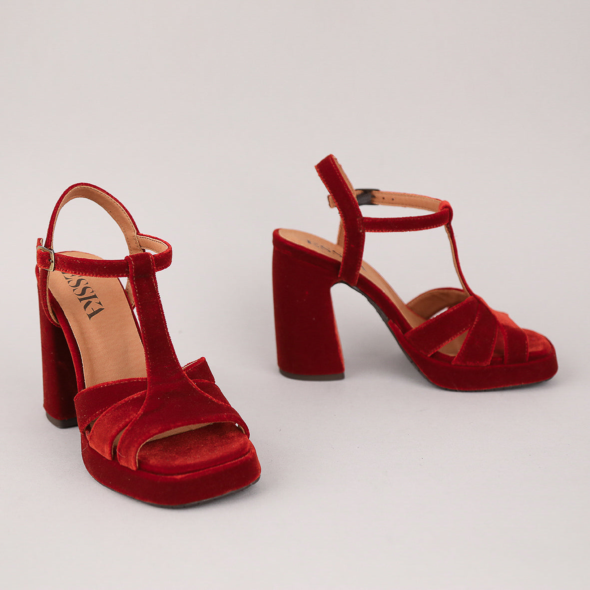 Gaia Velvet Burnt Orange High Sandal by Esska
