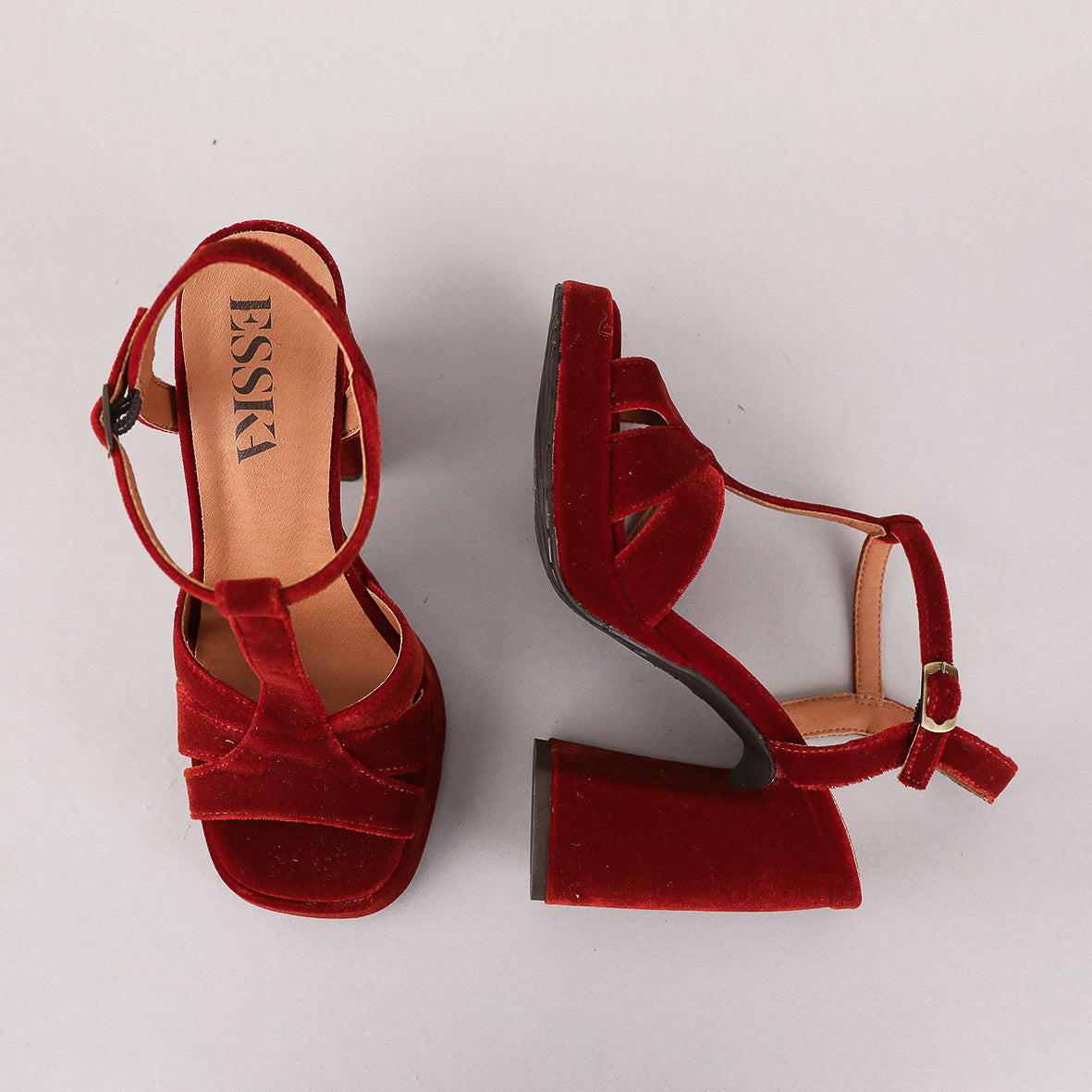 Gaia Velvet Burnt Orange High Sandal by Esska