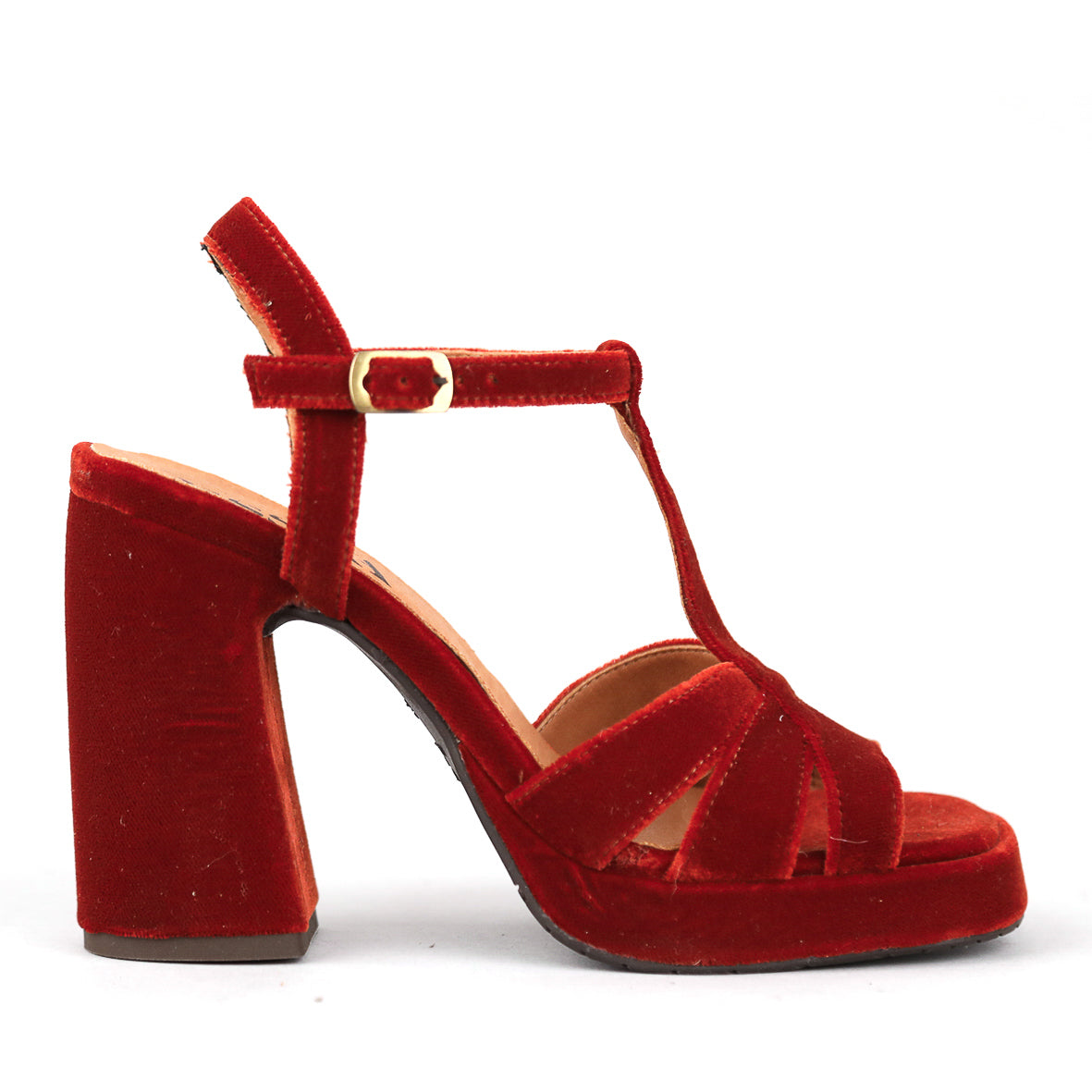 Gaia Velvet Burnt Orange High Sandal by Esska