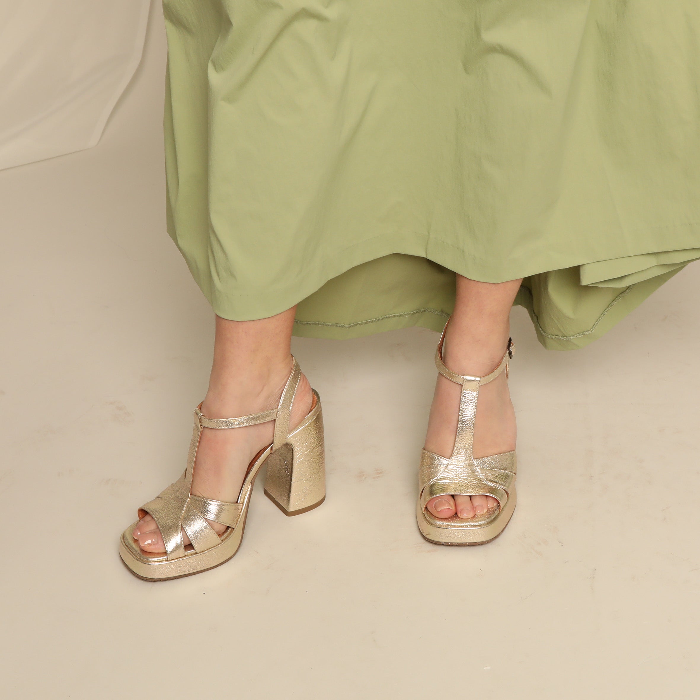 Gaia Champagne High Sandal by Esska