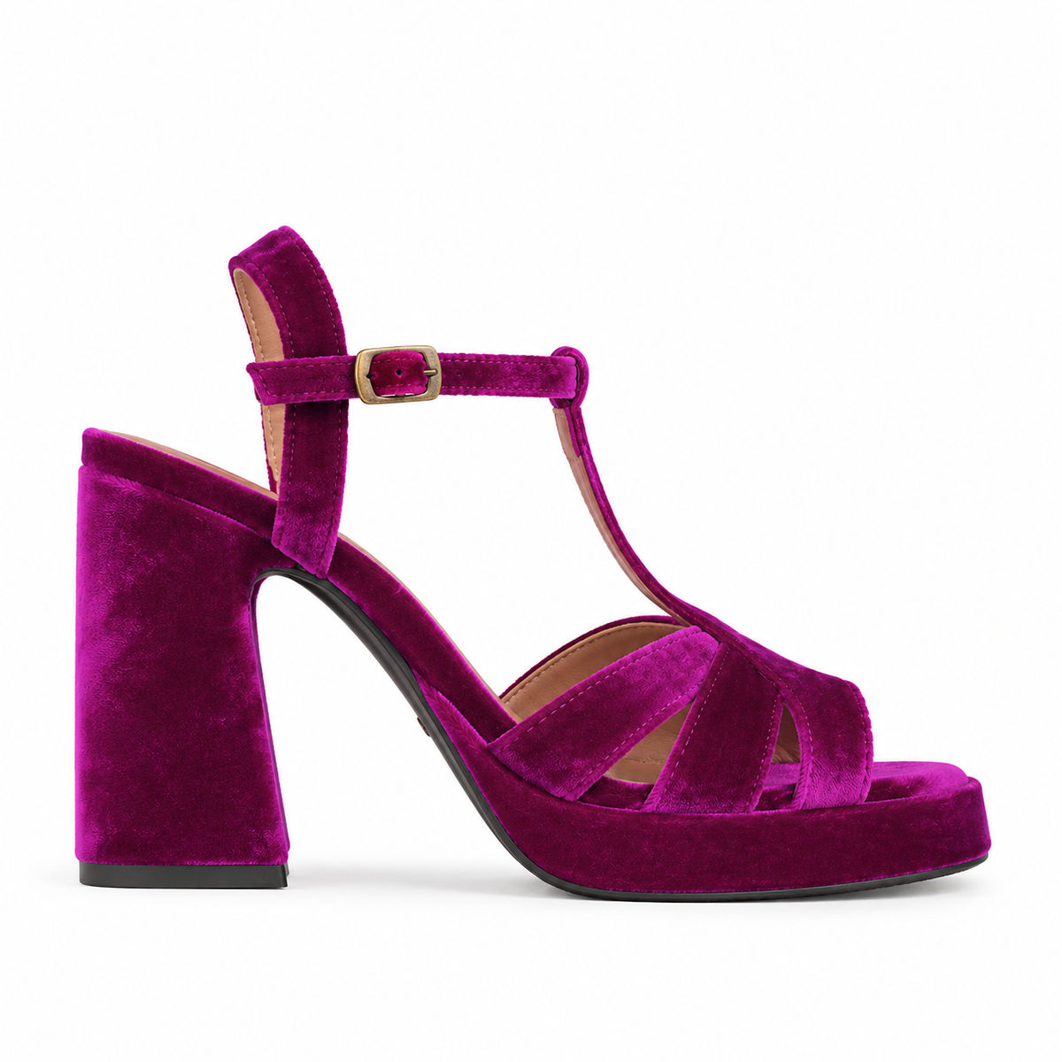 Gaia Velvet Magenta High Sandal by Esska
